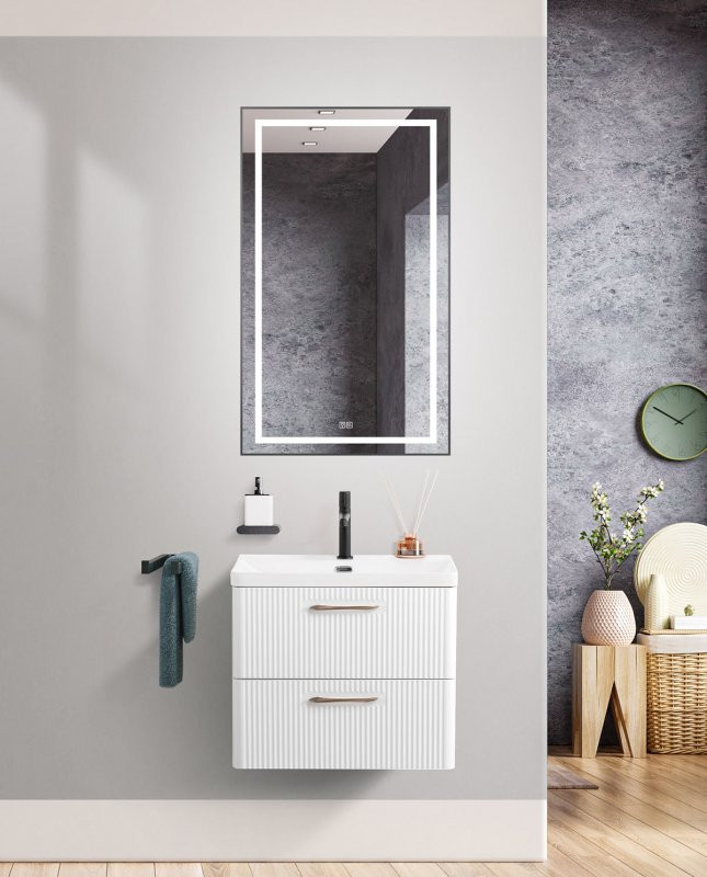 База под раковину подвесная с двумя выкатными ящиками 606x423x500 BelBagno DUE-600-2C-SO-NOCE-P