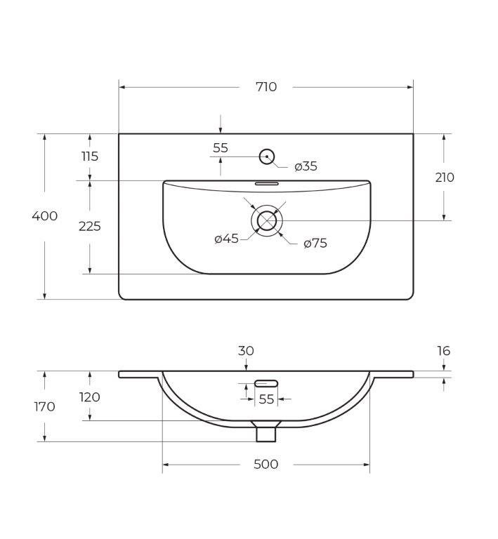 Керамическая раковина BelBagno BB-8099-3-80