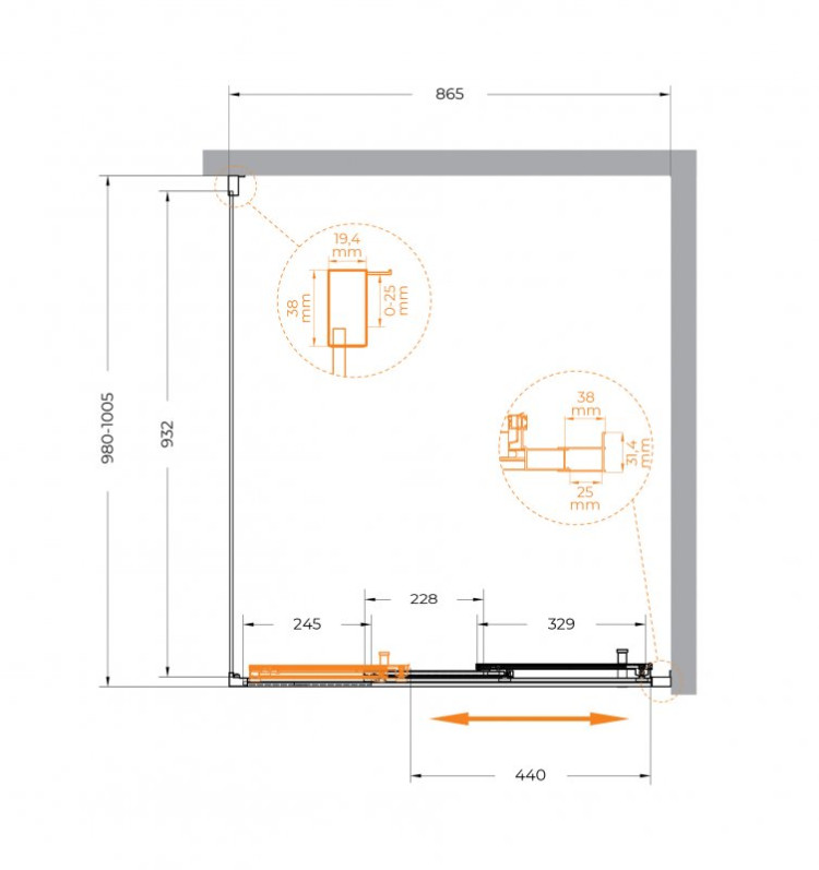 Душевой уголок MOLVENO-AHF-31 Cezares MOLVENO-AHF-31-120/90-C-BORO-IV