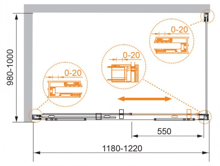 Душевой уголок PREMIER-SOFT-AH-1 Cezares PREMIER-SOFT-W-AH-1-120/80-C-Cr-IV