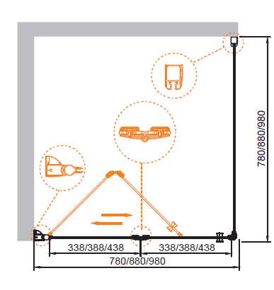 Душевой уголок ELENA AS-1 Cezares ELENA-W-AS-1-80-C-Cr