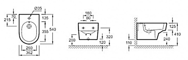 Биде Jacob Delafon Odeon Rive Gauche EMG0002-00 подвесное