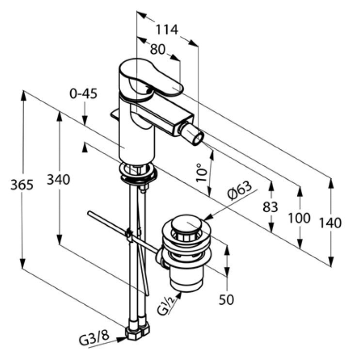 Смеситель для биде Kludi Objekta 324160575