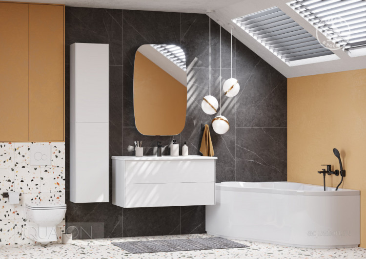 Тумба под раковину AQUATON Сохо 100 белый глянец 1A258201AJ010