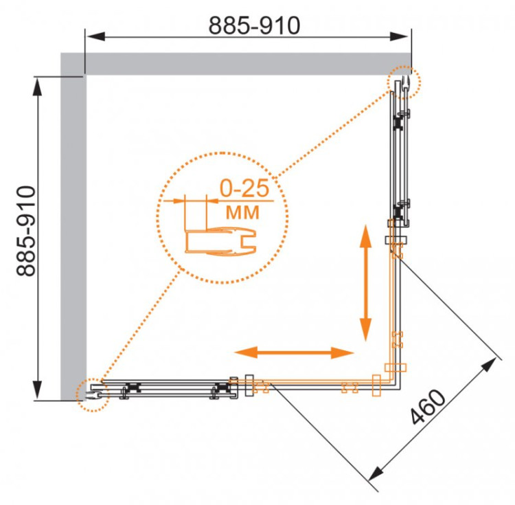Душевой уголок STYLUS-O-M-A-2 Cezares STYLUS-O-M-A-2-90-C-Cr