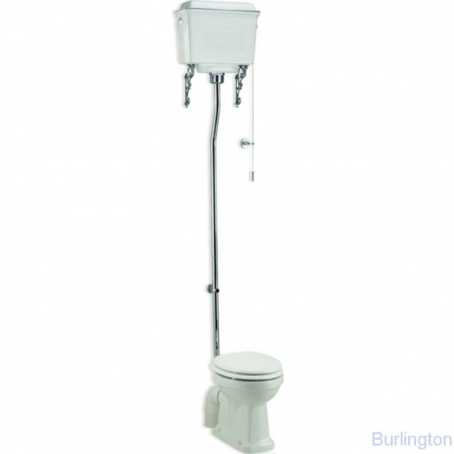 Унитаз с высоким бачком из белого алюминия