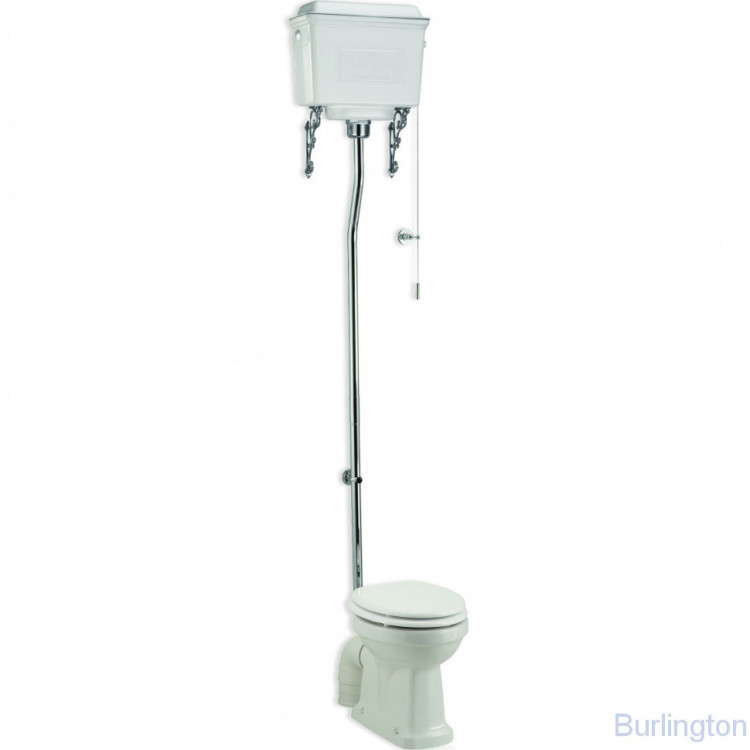 Унитаз с высоким бачком из белого алюминия