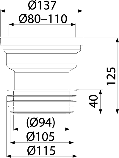 Патрубок для унитаза прямой Alcadrain A991