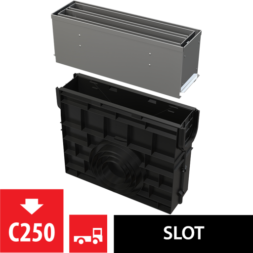 Пескоуловитель для дренажного канала с щелевой симметричной сервисной надставкой 160 мм, нержавеющая сталь Alcadrain AVZ101R-R324R