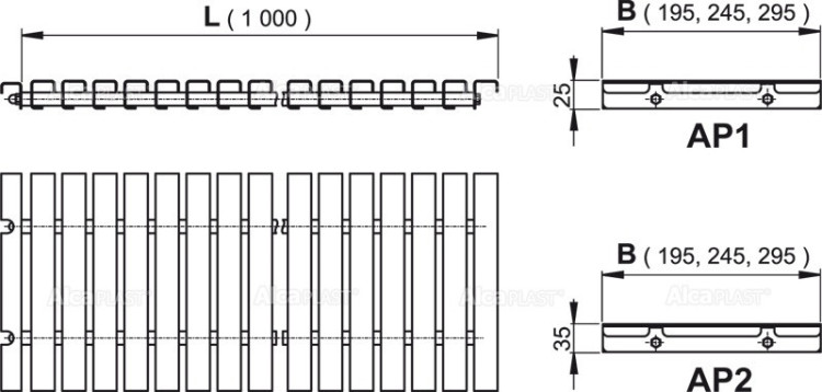 Решетка для бассейна без антискользящей поверхности Alcadrain AP2