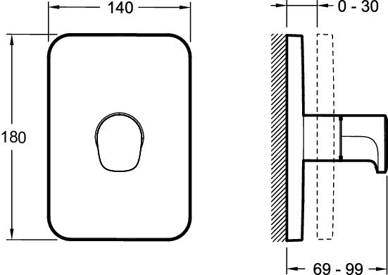 Встроенный переключатель на три выхода, смешанный дизайн лицевой панели Jacob Delafon MODULO E75411-CP