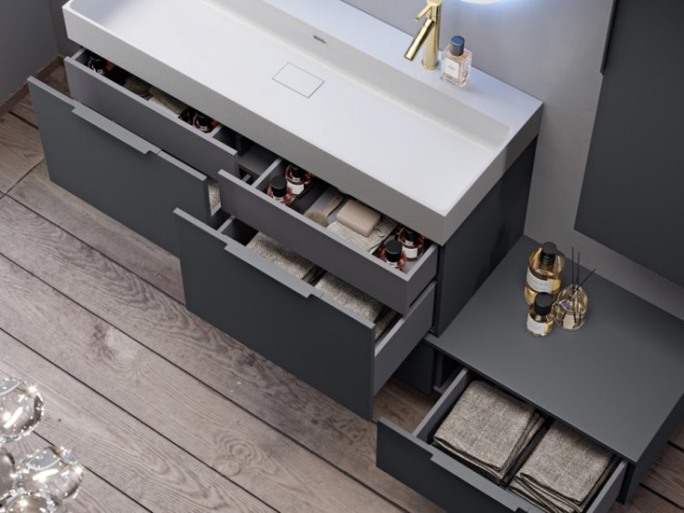 Тумба подвесная под раковину с двумя выдвижными ящиками и двойным внутренним ящиком Cezares 55406