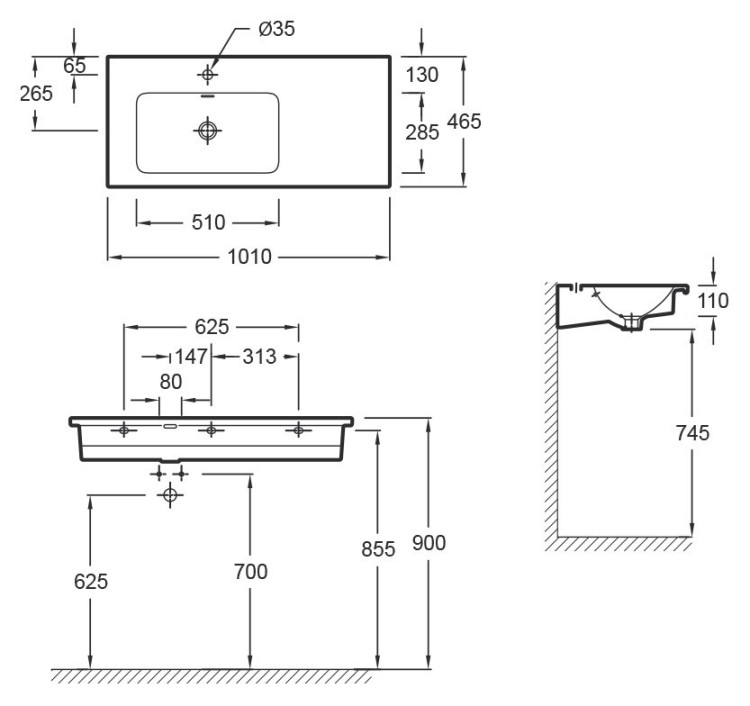 Раковина Jacob Delafon Vox 100 EXAC112-Z-00