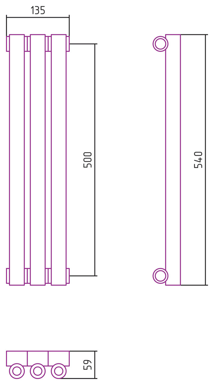 Отопительный радиатор Сунержа Эстет-0 500х135 3 секции Золото