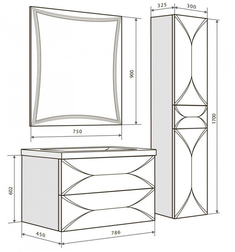 Тумба под раковину 1MarKa Brio 80 подвесная