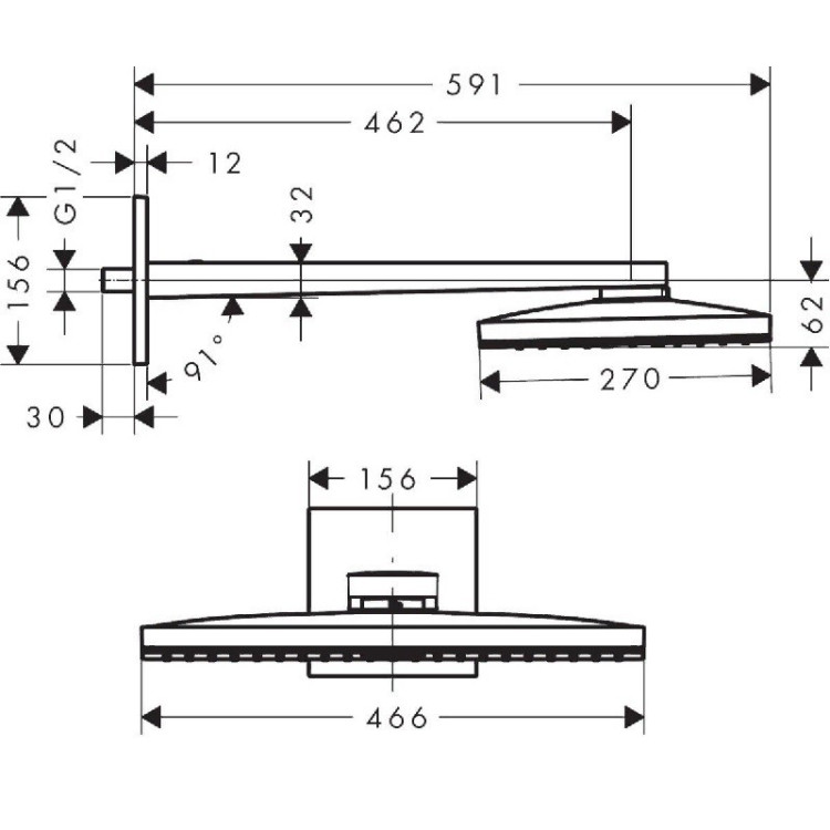 Верхний душ Hansgrohe Rainmarket Select 460 1jet 24003600