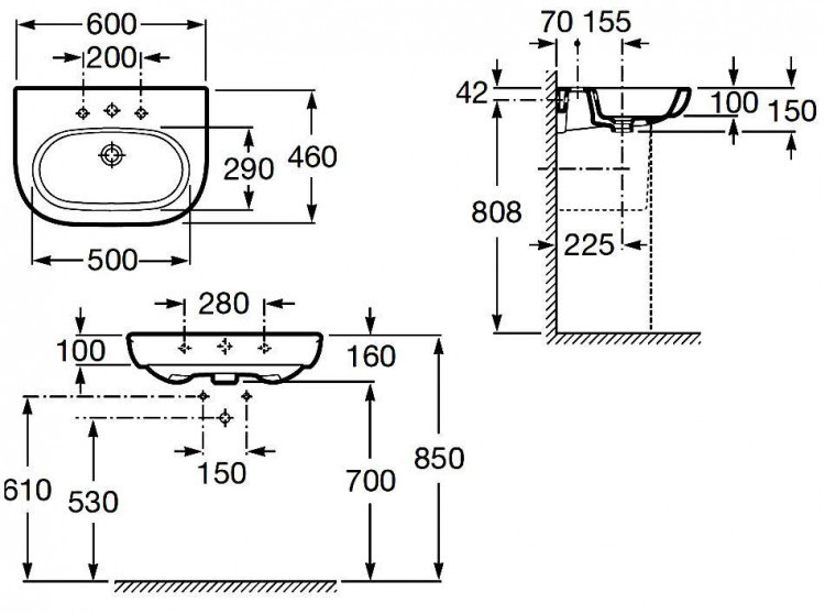 Раковина Roca Meridian 60 327242000