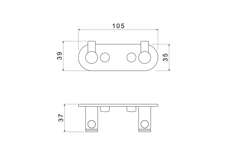 Крючок двойной Aquatek матовый черный AQ4102MB Европа