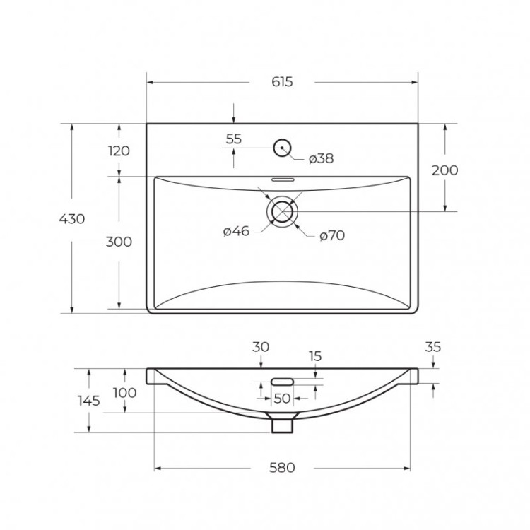 База под раковину подвесная с двумя выкатными ящиками 606x423x500 BelBagno DUE-600-2C-SO-RN-P