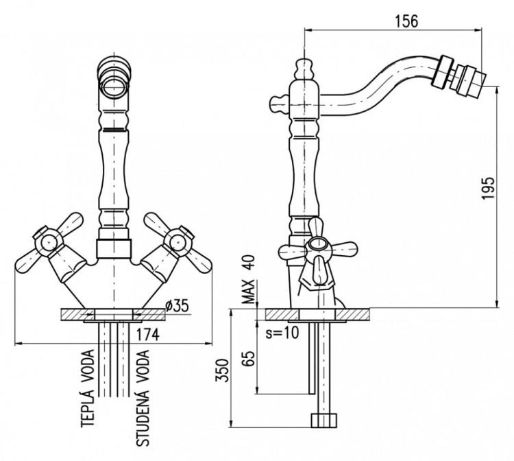 Смеситель для биде Rav Slezak Morava retro MK120.5/9