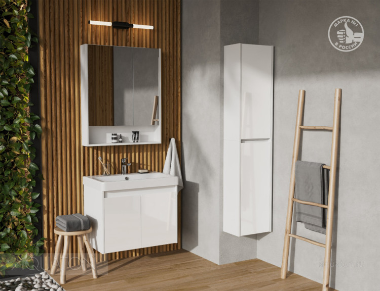 Тумба под раковину AQUATON Сканди Doors 70 белый глянец, белый матовый, 1A278901SD010