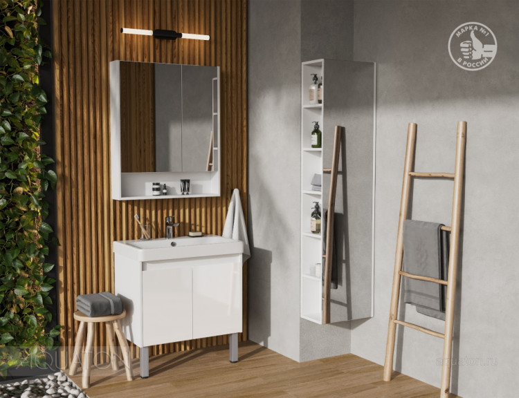 Тумба под раковину AQUATON Сканди Doors 70 белый глянец, белый матовый, 1A278901SD010