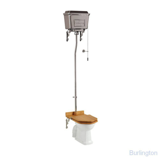 Унитаз с высоким бачком из хромированного алюминия