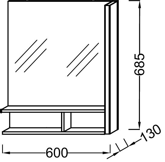 Зеркало 60 см, светодиодная подсветка справа Jacob Delafon TERRACE EB1180D-NF