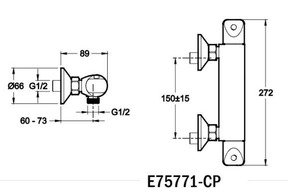Смеситель для душа Jacob Delafon Robust E75771-CP с термостатом
