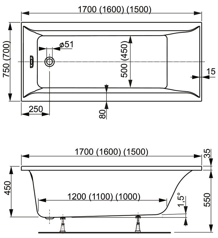 Акриловая ванна Vagnerplast Veronela 150x70