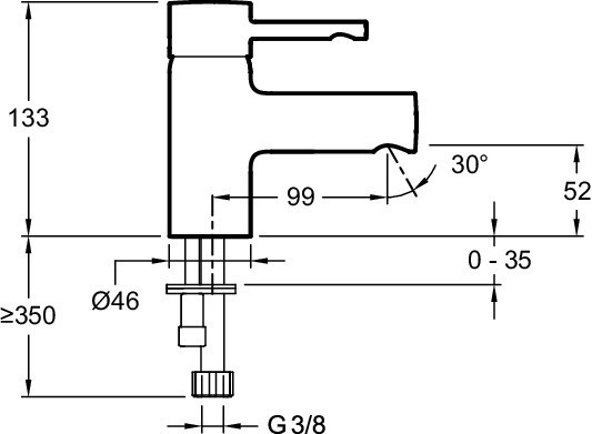 Однорычажный смеситель для раковины без донного клапана Jacob Delafon CUFF E98297-CP
