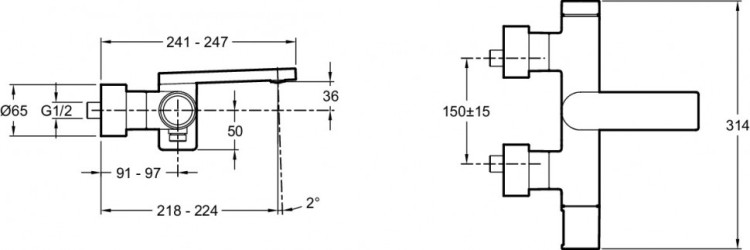 Однорычажный настенный смеситель, хром Jacob Delafon COMPOSED E73095-CP