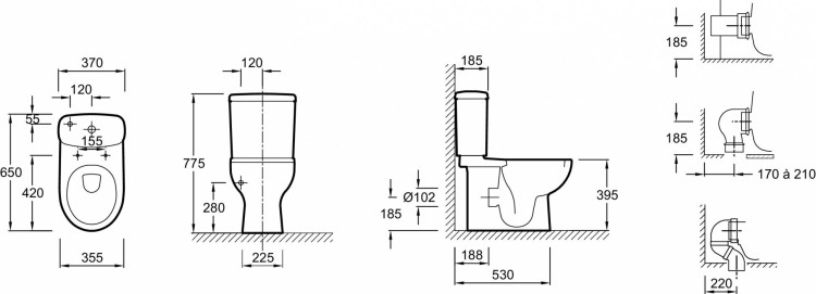 Напольный унитаз с выпуском «vario» Jacob Delafon PANACHE E1370-00