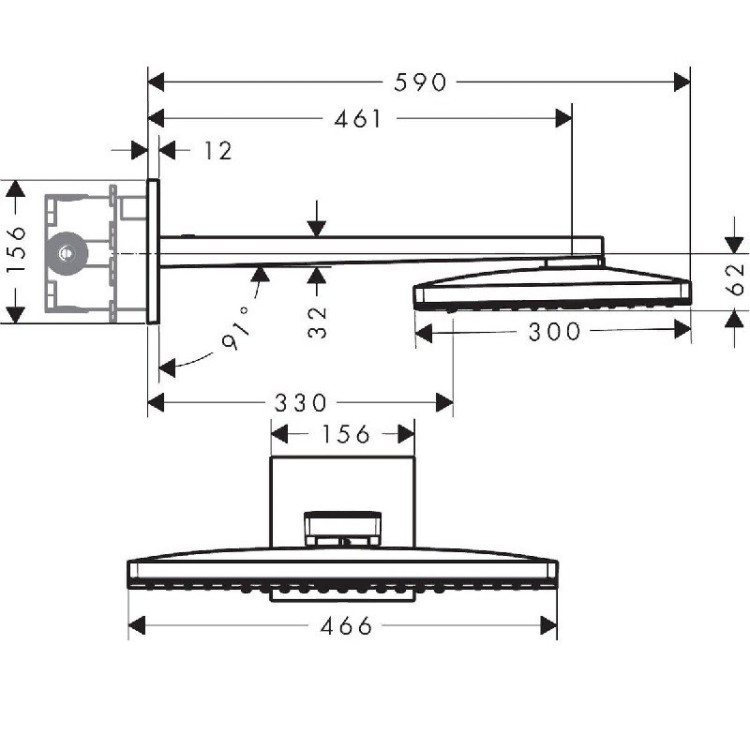 Верхний душ Hansgrohe Rainmarket Select 460 2jet 24005400