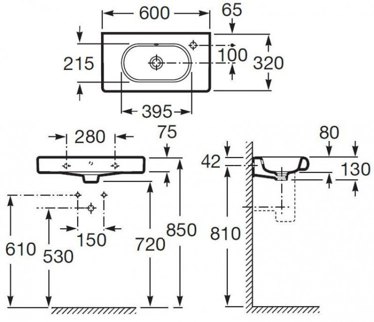 Раковина Roca Meridian 60 32724T000 R