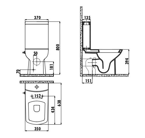 CREAVIT LARA Унитаз с биде c краном