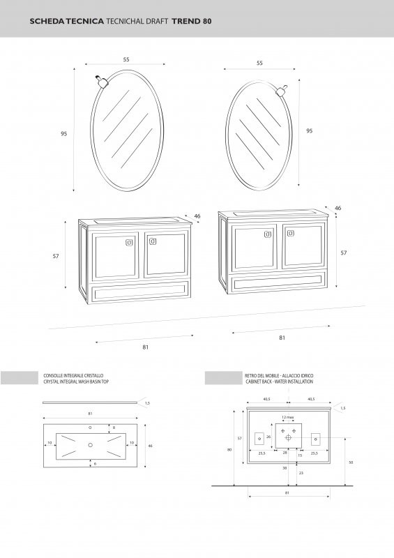 Стеклянная раковина столешница Cezares TR81/CR.BiaExCh