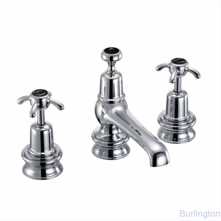 Смеситель для раковины на 3 отверстия Regent, с донным клапаном [ANR12 BLA]