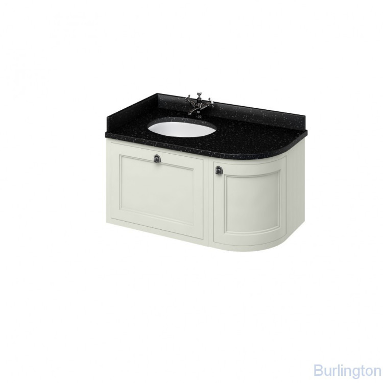 Тумба со столешницей 100 см, угловая левосторонняя, цвет песочный [FW5S + BB98L]