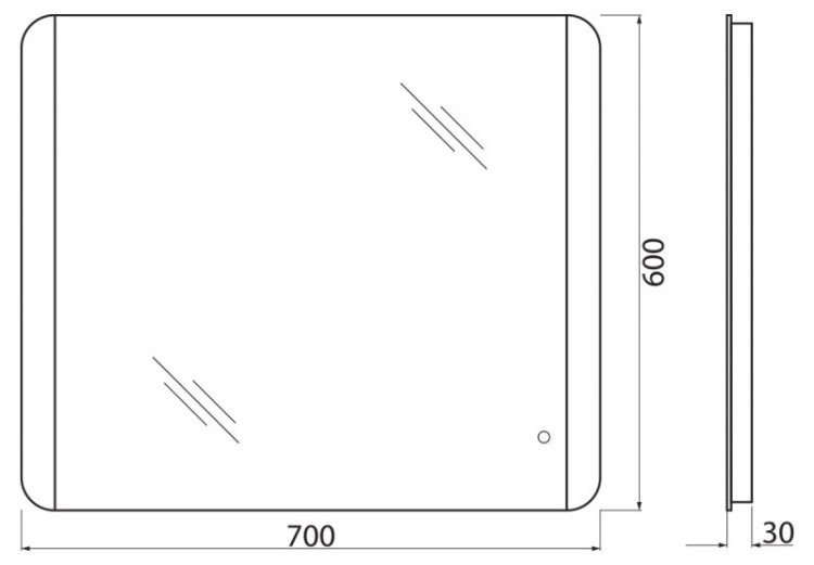 Зеркало с встроенным светильником и кнопочным выключателем, 12W, 220-240V BelBagno SPC-CEZ-800-700-LED-BTN