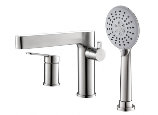 Смеситель на борт ванны с выдвижным 3-х позиционным ручным душем Cezares DEL-BVD3-IN