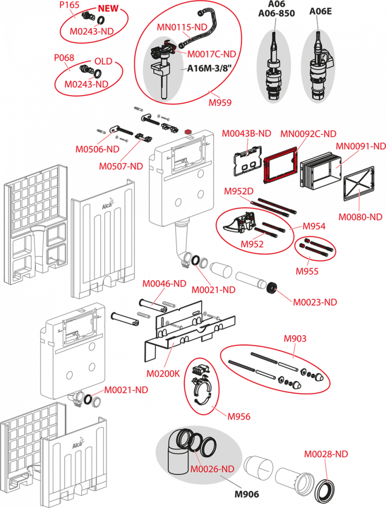 Скрытая система инсталляции для замуровывания в стену Alcadrain AM100/1000 Alcamodul