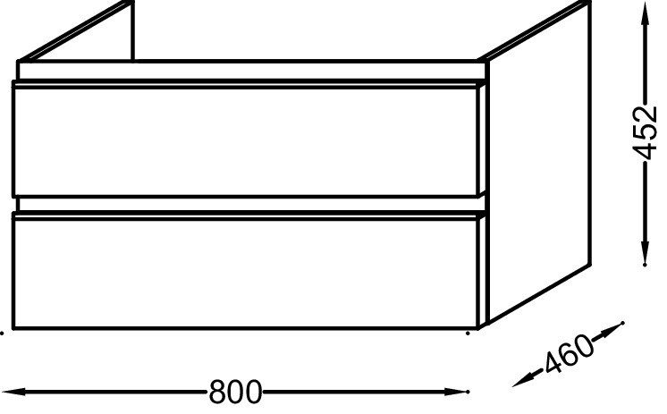 Мебель для раковины-столешницы 80 см, 2 выдвижных ящика, белый блестящий Jacob Delafon VOX EB2028-RA-G1C