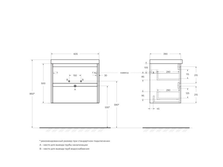 Керамическая раковина 610х390 мм Cezares BB600/390ETL