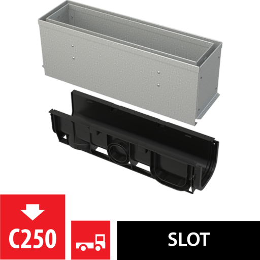 Щелевой дренажный канал с асимметричной сервисной надставкой 160 мм, оцинкованная сталь Alcadrain AVZ101S-R122R
