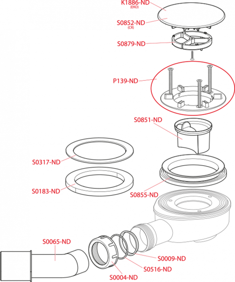 Сниженный сифон для душевого поддона, хром Alcadrain A491CR