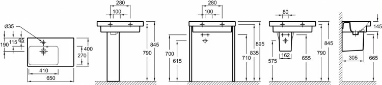 Раковина-столешница 65 см, раковина слева Jacob Delafon ODEON UPE4757G-00