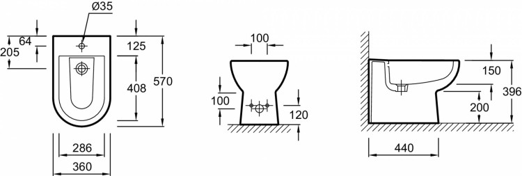 Напольное биде Jacob Delafon PANACHE E1372-00