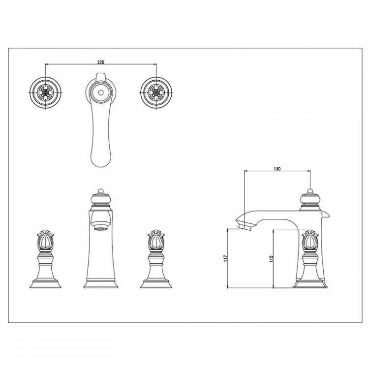 Смеситель для раковины Bronze de Luxe Florence 21382