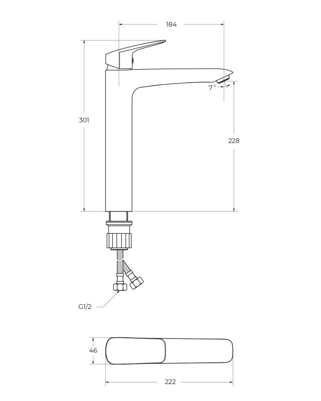 Смеситель для накладной раковины без донного клапана Cezares DUE-LMC-CRM-W0